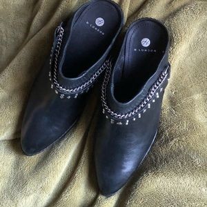 🦋 flash sale!🦄H London moto mules with heel NWOT